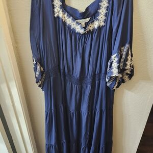 The Pioneer Woman Navy Dress with Ivory Accents